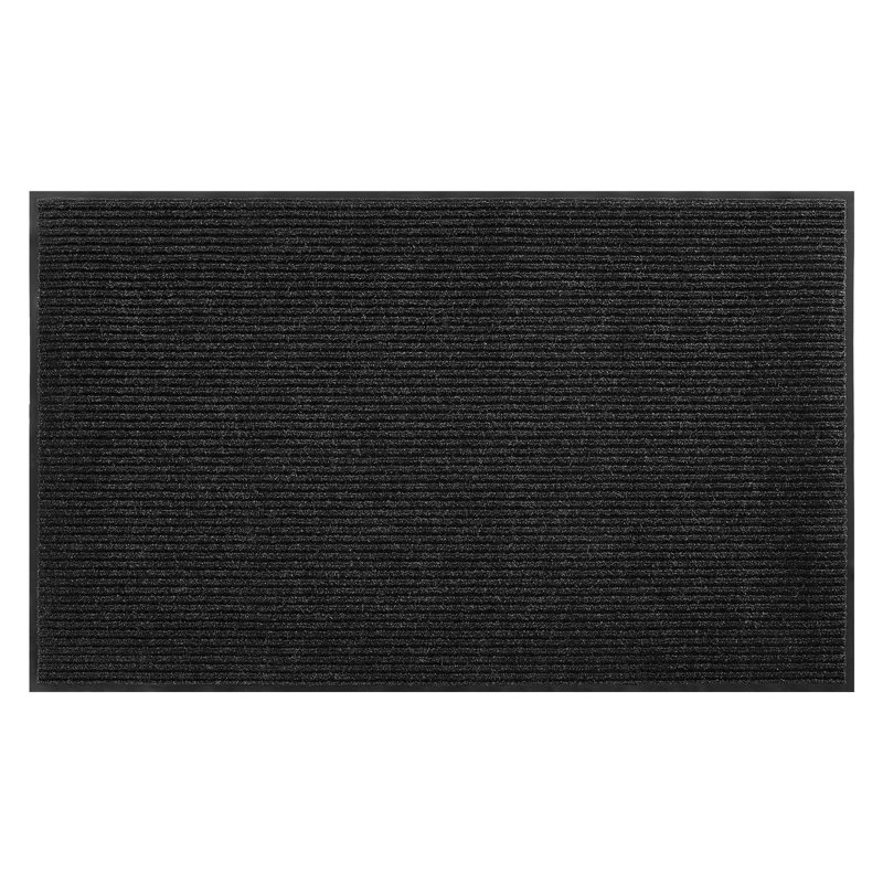 Front Door Mat, 5 X 3 Ft Commercial Floor Mat For Indoor And Outdoor, Stylish Striped Industrial Carpet With PVC Backing, Heavy Duty Washable Entry Rug For Hallway, Balcony, Garage, Grey