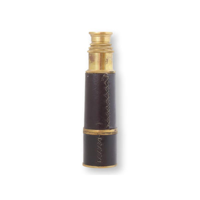 Antique English Leather Wrapped And Brass Telescope