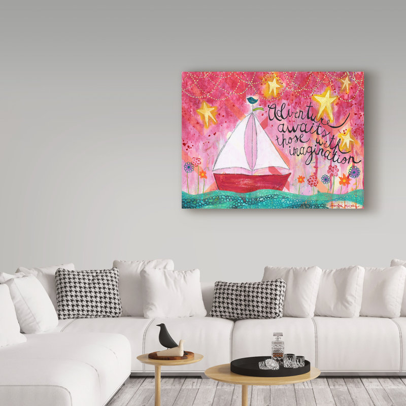 Art sur toile Huso «Adventure Awaits - Voilier», H 35 po x l 47 po x P 2 po