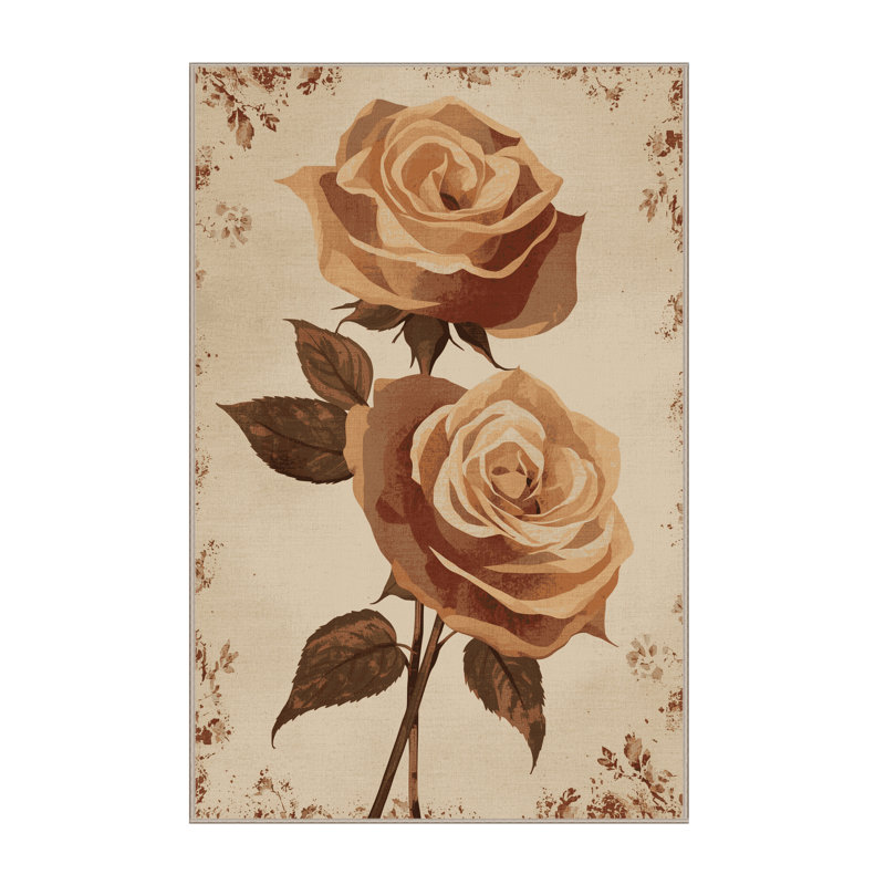 Machine Washable Laverock Valentines Modern & Contemporary Abstract Rug in Beige – Beige Binding, 2x4