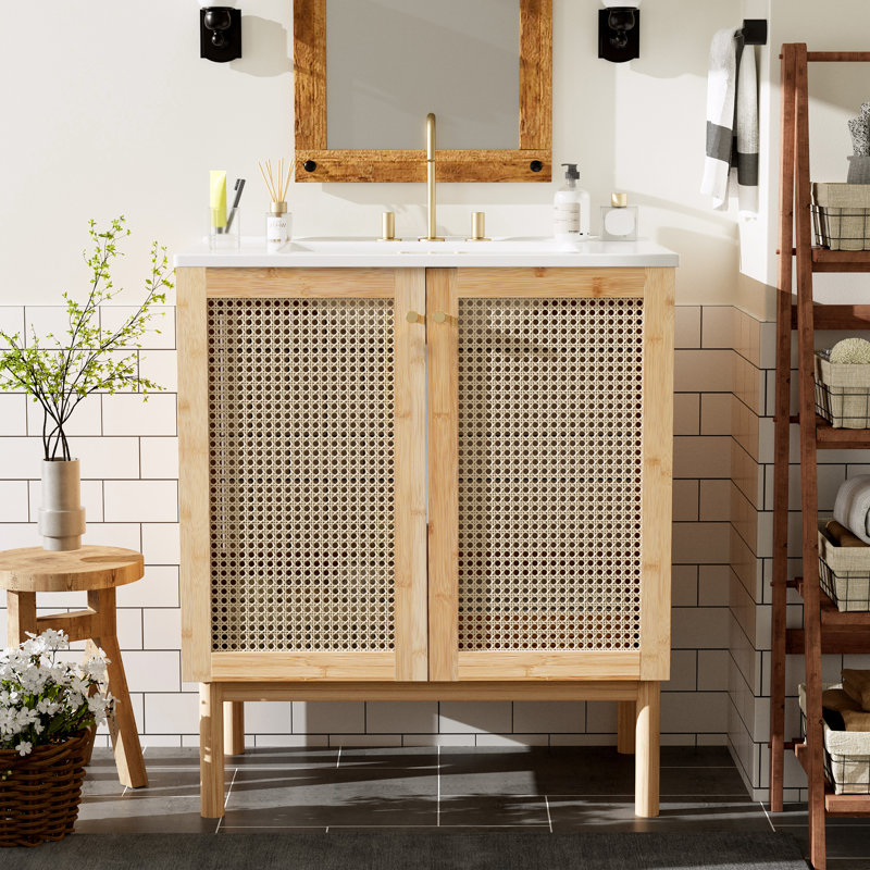 Meuble-lavabo de rangement avec lavabo en céramique