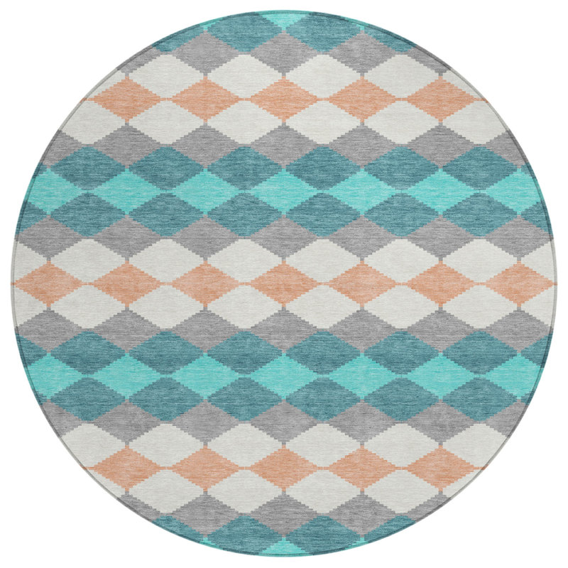 Tapis rond bleu 8 po