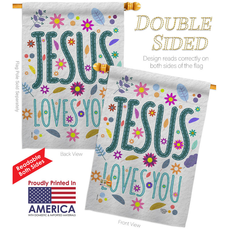 Bannière en polyester 40 x 28 po Jesus Loves You