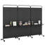 3-panel Room Divider With Storage Shelves 6ft Tall Folding Privacy Screen On Wheels-2100895762