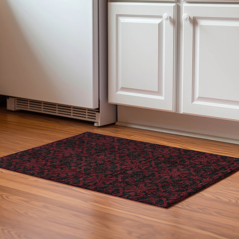 Tapis rouge Prisco lavable à la machine de qualité supérieure, Rectangle 1 pi 8 po x 2 pi 6 po
