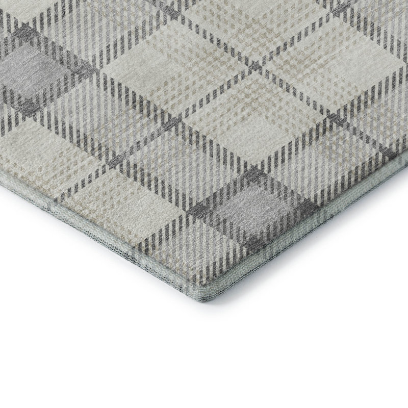 Premium Machine Washable Corum AMF1052 Plaid Rug, Rectangulaire 3 pi x 5 pi