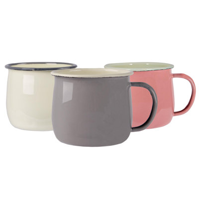 Argon Tableware - Coloured Enamel Belly Mugs - 375ml - 3 Colours