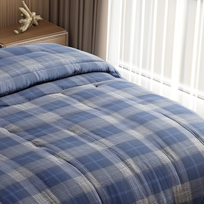 Cozy Gray Plaid Duvet