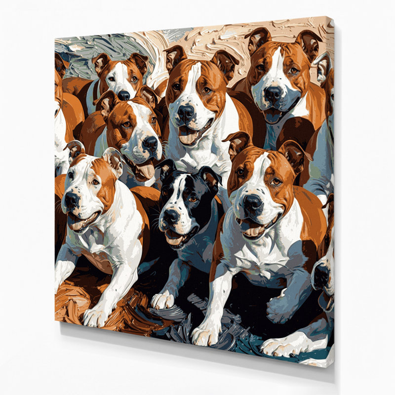 «Dogs Bull Terrier», art mural sur toile brune, H 8 po x l 8 po