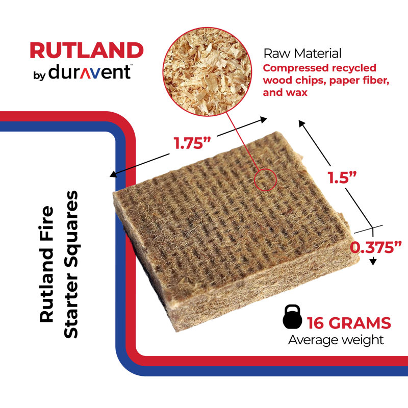 Carrés d'allumage Rutland, allume-feu pour charbon de bois lourd, 144 carrés