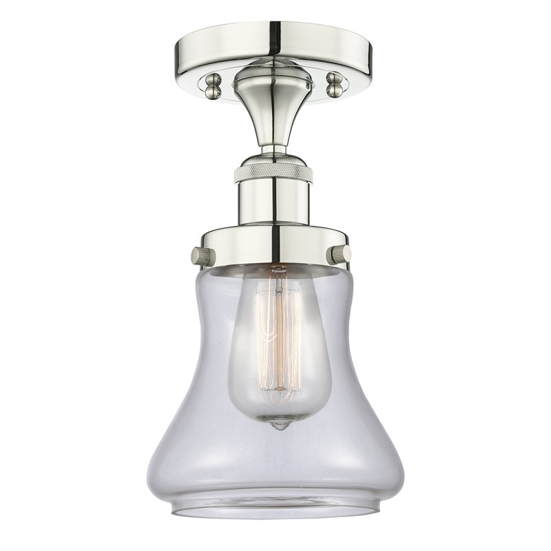 Raghul Glass Semi Flush Mount, Clear, Polished Nickel