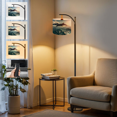  Lampe sur pied Arc paire de magnifiques dauphins sautant des vagues déferlantes Hawaii Pacific Ocean