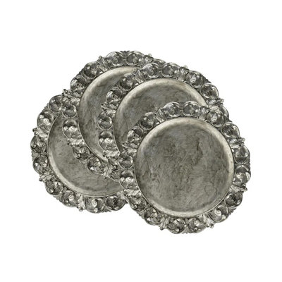 Silver Embossed Charger Plates Set Of 4 13" D