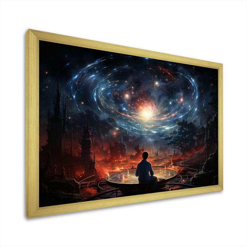 Marieke " Galaxy Luminous Voyage ", Cadre doré à une seule photo, H 30 po x l 40 po x P 1,5 po