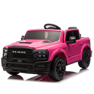 24V 160W Officially Licensed Dodge RAM 2500 Design 2-Seater   Ride On Truck,W/ Remote Control,W/2WD&4-Wheel Suspension,Storage Space&High Door Design,Built-In Music&Bluetooth,USB/MP3 Port For 3-6