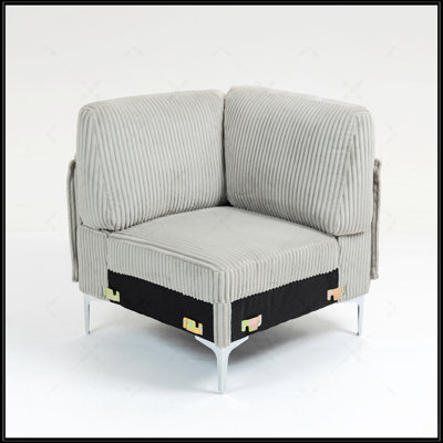 Canapé modulaire modulaire avec siège d'angle et central, tissu en velours côtelé pour espaces de vie polyvalents