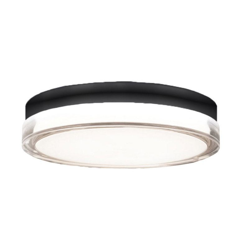 Pi LED Dimmable Round Flush Mount, 3500K, 2.5" H x 15" W x 15" D, Matte Black