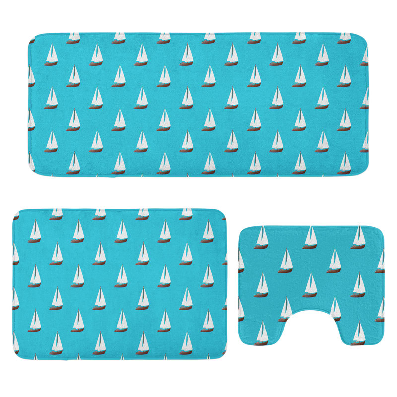  Ensemble de tapis de salle de bain 3 pièces Nautical