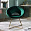 Chaise soyeuse avec velours rembourré, base en métal doré, dossier incurvé confortable, structure de traîneau, mécanisme de protection du plancher, l 28 po x P 25,5 po. Base en velours de ton or massif - Élégante-1723051534