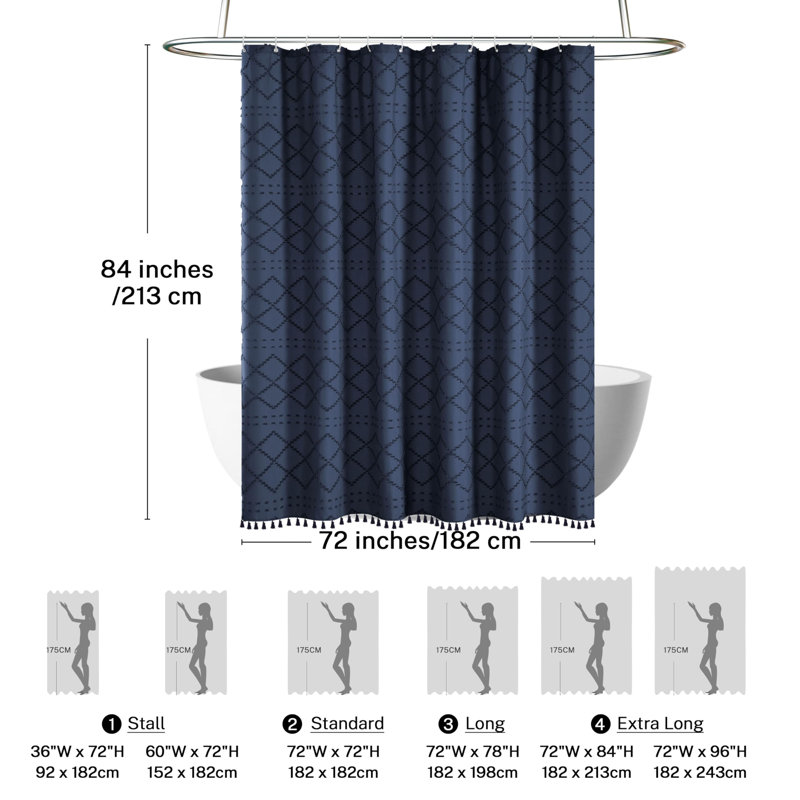 Fabric Shower Curtain, Navy Blue