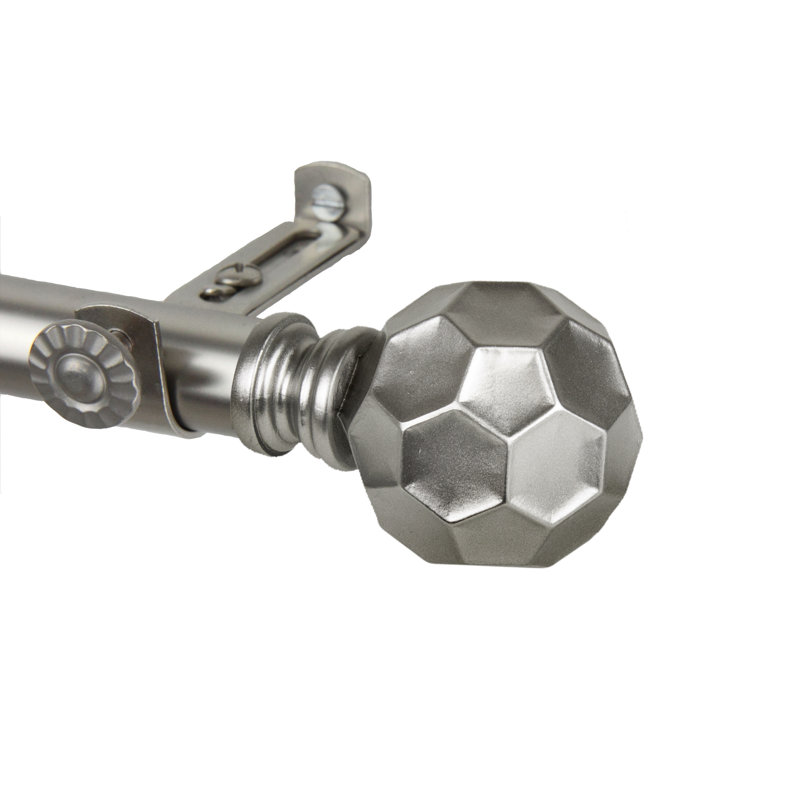 Tringle à rideaux simple réglable 0,81 po Campanella, 120” – 170”, Nickel satiné