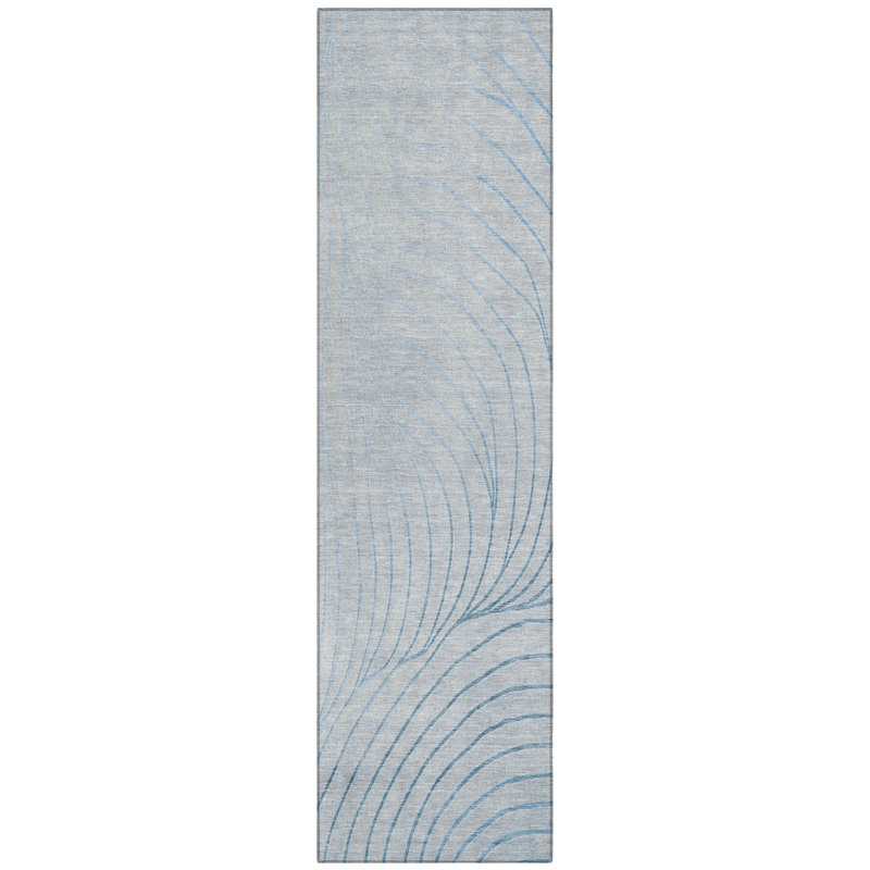Machine Washable Indoor/Outdoor Xhevrie Sky Rug, Runner 2'3" x 7'6"