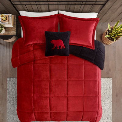 Édredon douillet pour lit double / grand lit rouge + noir