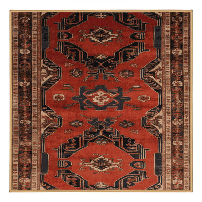 Tapis art déco brun lavable à la machine