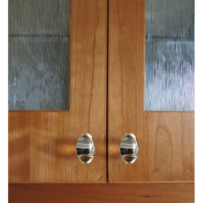Longueur des boutons d'armoire ovales en cristal transparent avec base en laiton, Blanc