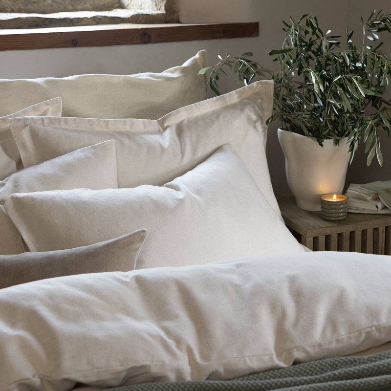 Flannel Marl Duvet Cover Set, King Duvet Cover + 2 Standard Pillowcases, Oat
