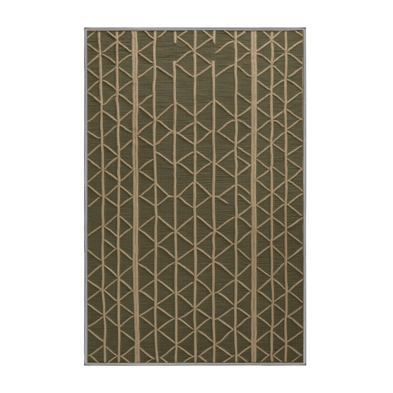 Machine Washable Trellis Brown Area Rug, Rectangle 2' x 3'