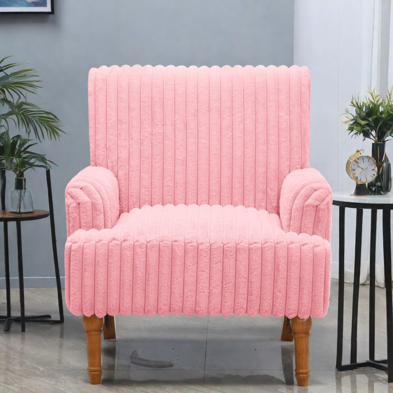 Chaises d'appoint confortables, chaise rose moderne en velours côtelé pour la maison