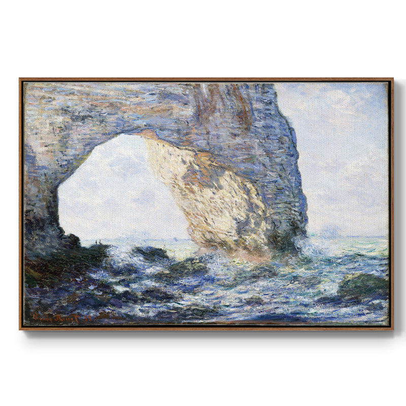 Monet, reproduction d'art encadrée sur toile par Claude Monet, H 27 po x l 41 po x P 2 po, Noyer