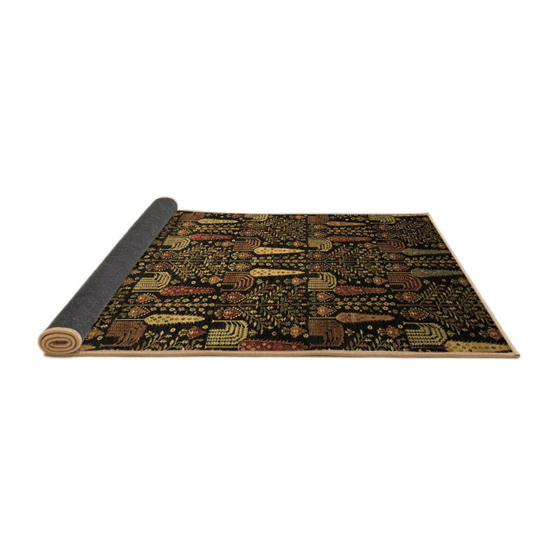 Tapis carré noir / brun 7 pi x 7 pi fabriqué à la machine