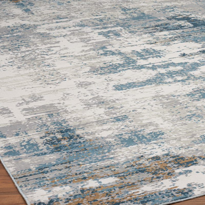 Abstract Area Rug in Gray, Rectangle 8'6" x 11'6"