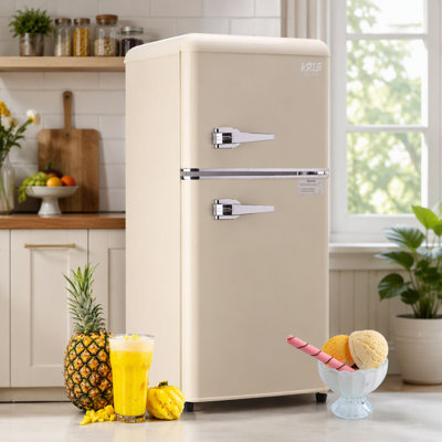 Mini réfrigérateur compact de 3,5 pi³ avec congélateur, petit réfrigérateur avec 2 portes et 7 tablettes amovibles pour thermostat, cuisine, dortoir, appartement, bar, bureau