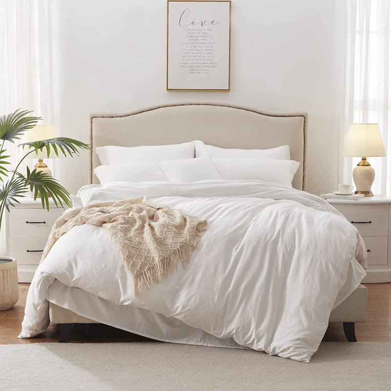 Solayne Home Essentials 3-Piece Duvet Cover Set – 100% Washed Microfiber, Super Soft, Wrinkle-Resistant & Durable, White