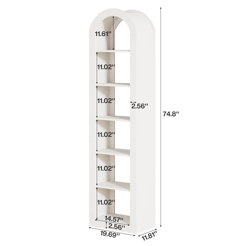 190cm H x 50cm W Standard Bookcase, White