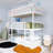 Wood Frame Twin Over Twin Over Twin Size Triple Bunk Bed With Ladders-436676068