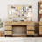 Aadam Home Office Furniture Set: 59In Modern Executive Desk With Charging Station & Drawers And 2 PCS 72In Tall Bookcases With 6 Drawers, Home Office Furniture For Living Room, Bedroom-843154326