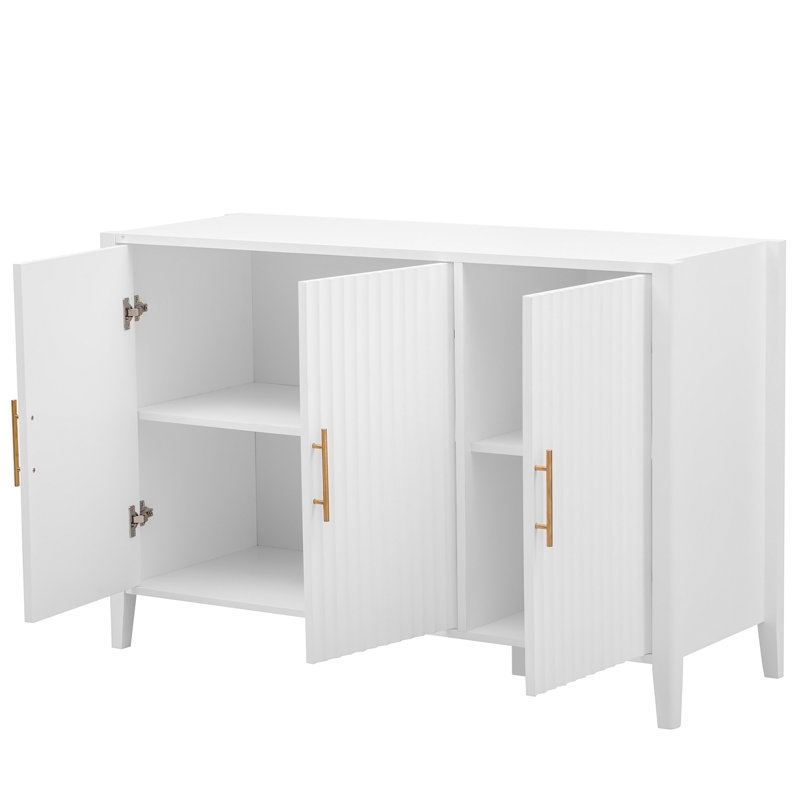 U-Style Wavy 3-Door Sideboard With Solid Pine Legs