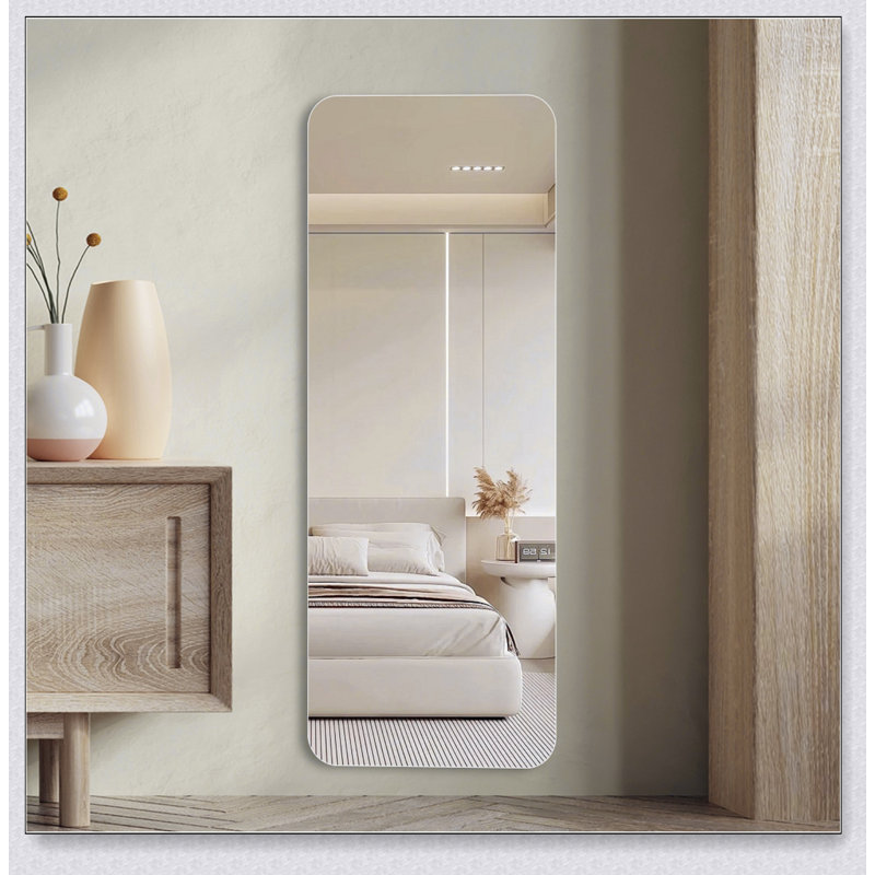 Miroir de haute qualité à fixation murale à angle arrondi 56 x 15 pouces avec verre argenté antidéflagrant de 5 mm