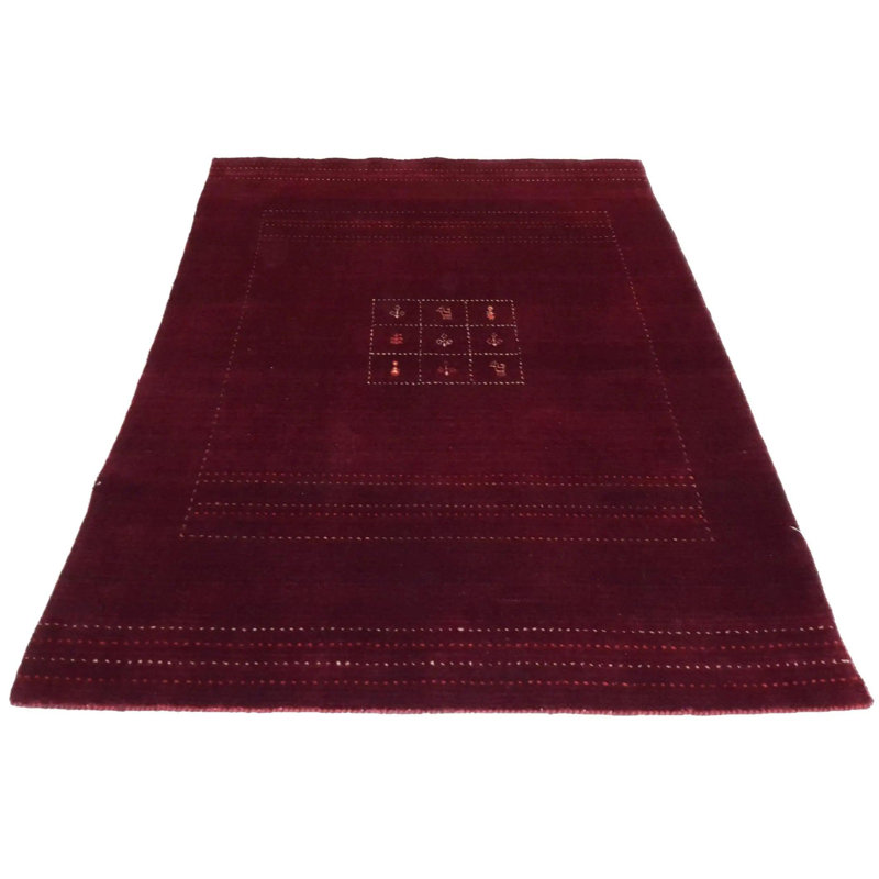 Isabelline Hand Made Red Modern All Over Indo Gabbeh Rug - 4'7'' X 6'7''