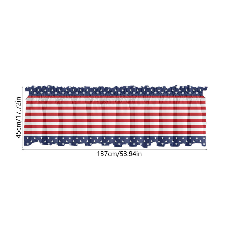 Kbndieu 54x17.72inch Window Valances USA Flag Valance Curtains 4th Of July Patriotism Independence Day Short Valance for Kitchen Living Room Cafes