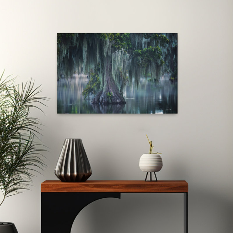 Rideaux de mousse, art contemporain de paysage de cèdre contemporain