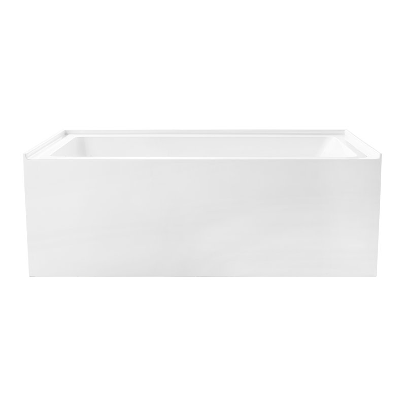 Kingston Brass Aqua Eden 60-Inch Acrylic Rectangular 3-Wall Alcove Tub with Anti-Skid Surface, Hand Drain Hole, Left