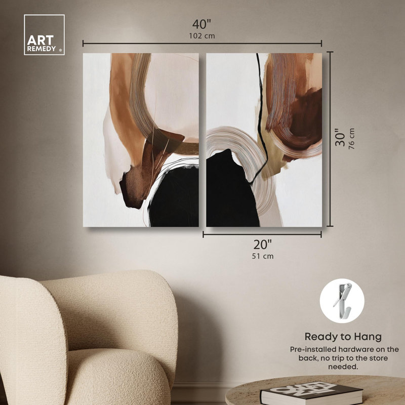 Ensemble de décorations murales « Earth Curves » sur toile, style bohème doré, par Art Remedy, cadre noir, 10 x 15