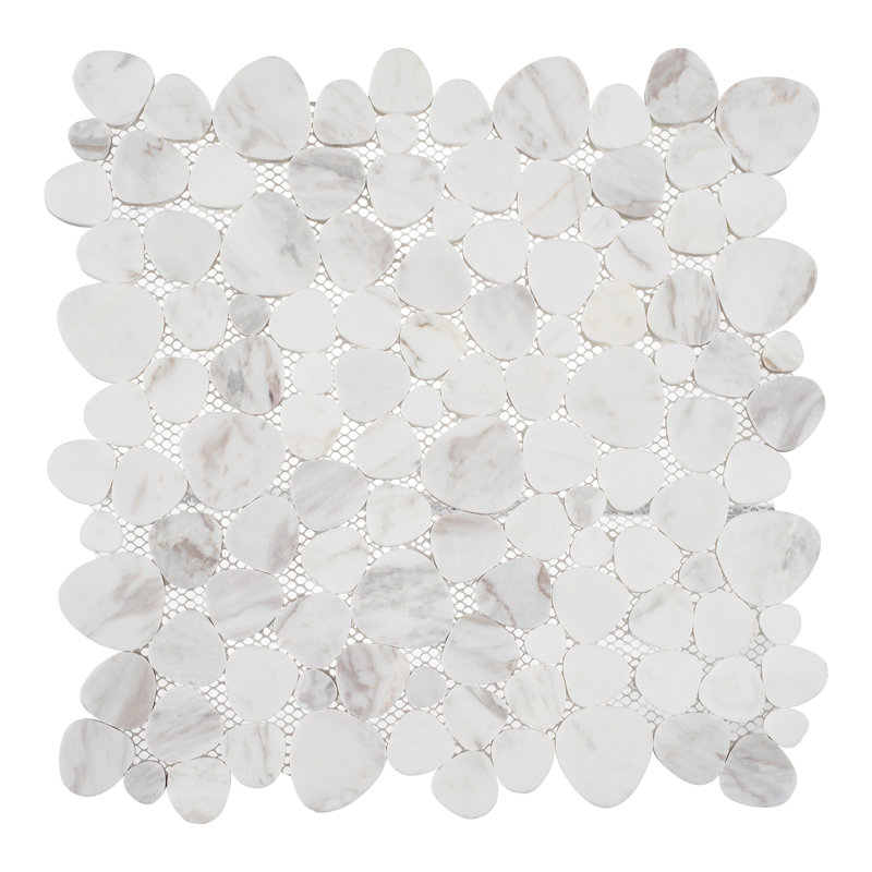 Oasis Natural Stone Pebble Mosaic Sheet, Halo