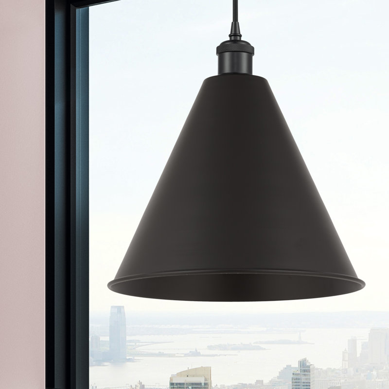 1 - Light Single Drop Pendant Pendant, 18.75" H x 16" W x 16" D, Matte Black, Matte Black