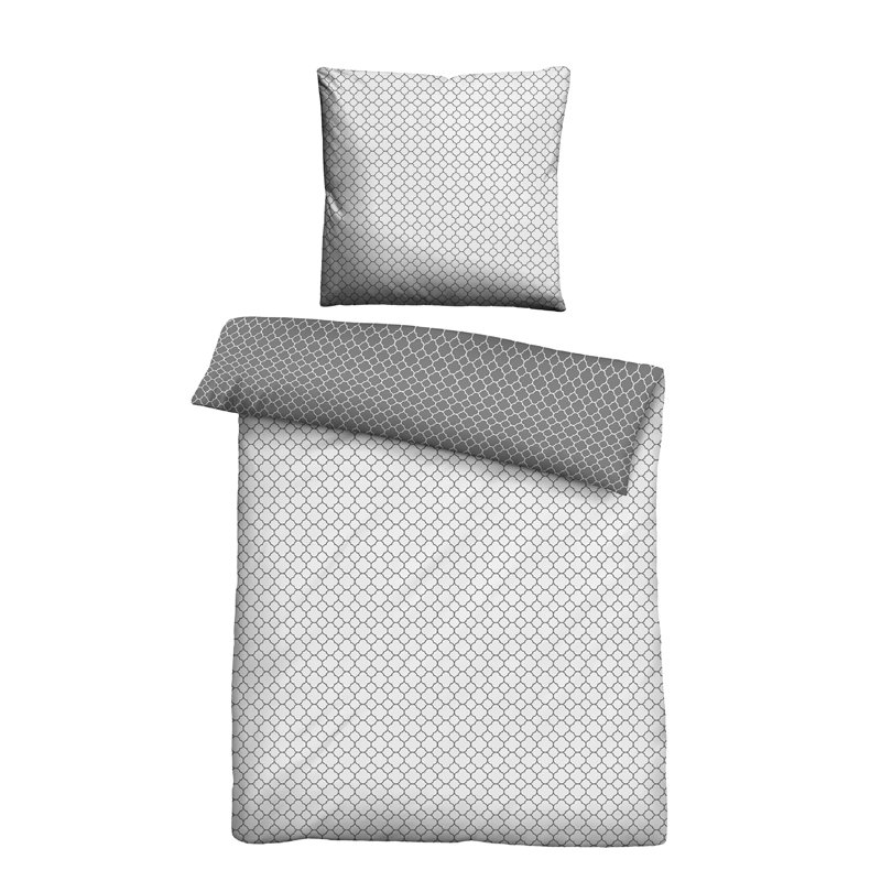 100% Cotton 80 TC Reversible Duvet Cover Set, Storm Grey, 155 x 200cm - 1 pillow 80 x 80cm